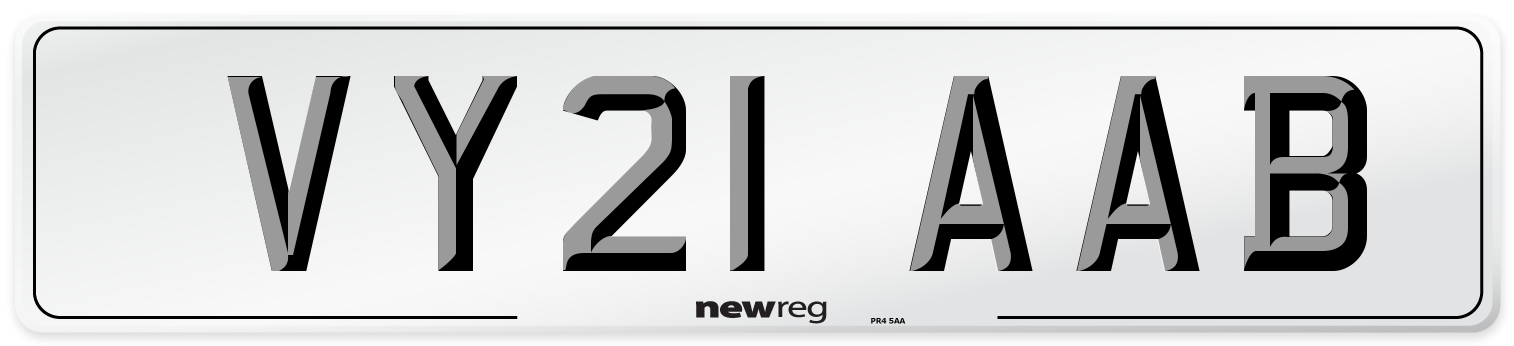 VY21 AAB Number Plate from New Reg